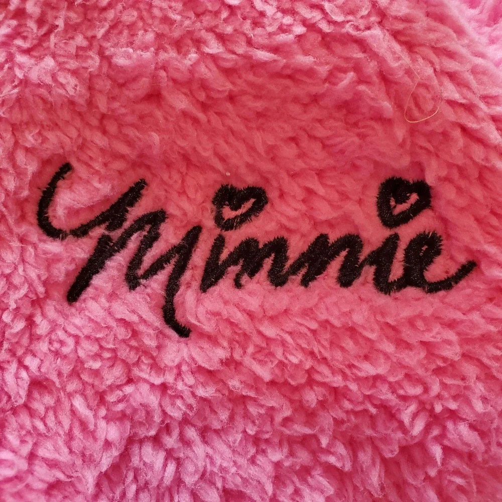 Disney Baby Minnie Mouse Pink Sherpa Fleece Hooded Romper One Piece 12M NWT